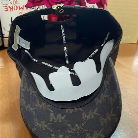 Michael Kors brown, Monogram Hat with Red and black CT Emblem display picture 3